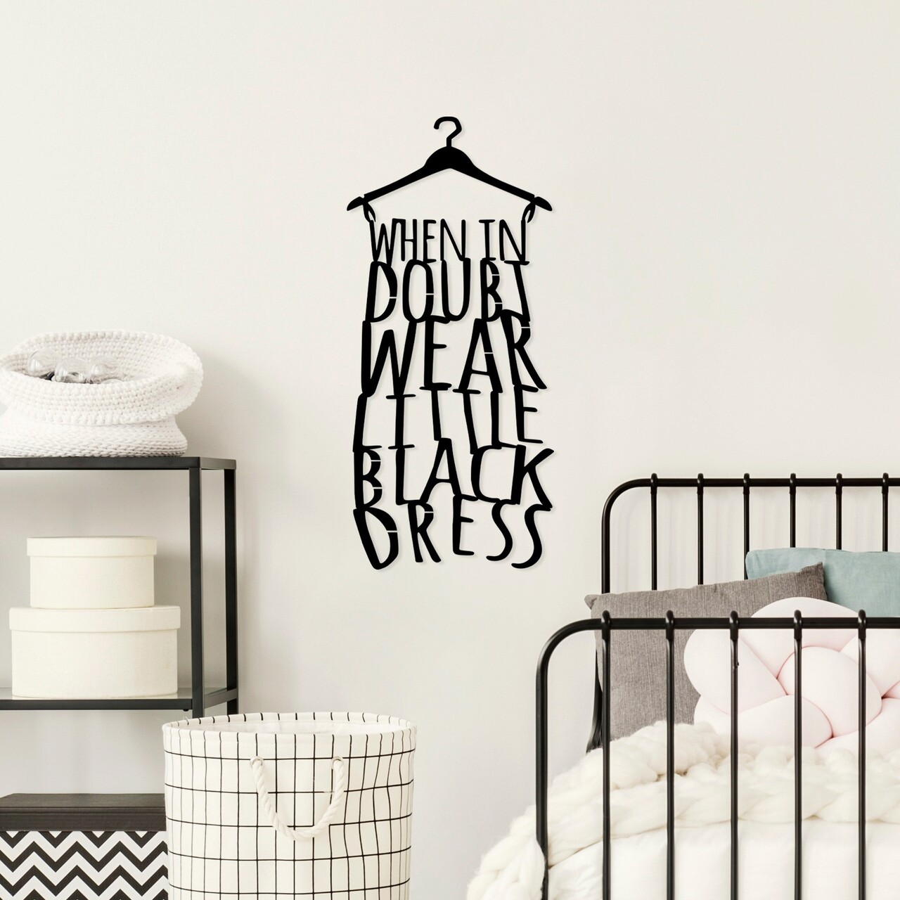 Decoratiune de perete, When In Doubt Wear Lıttle Black Dress, Dimensiune: 32 x 70 cm, Negru - imagine 6